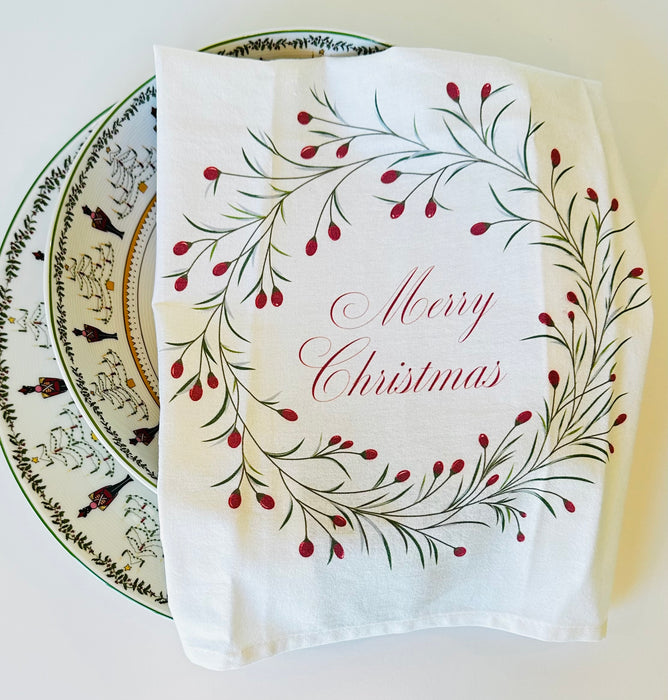Bar Towel - Wreath Merry Christmas
